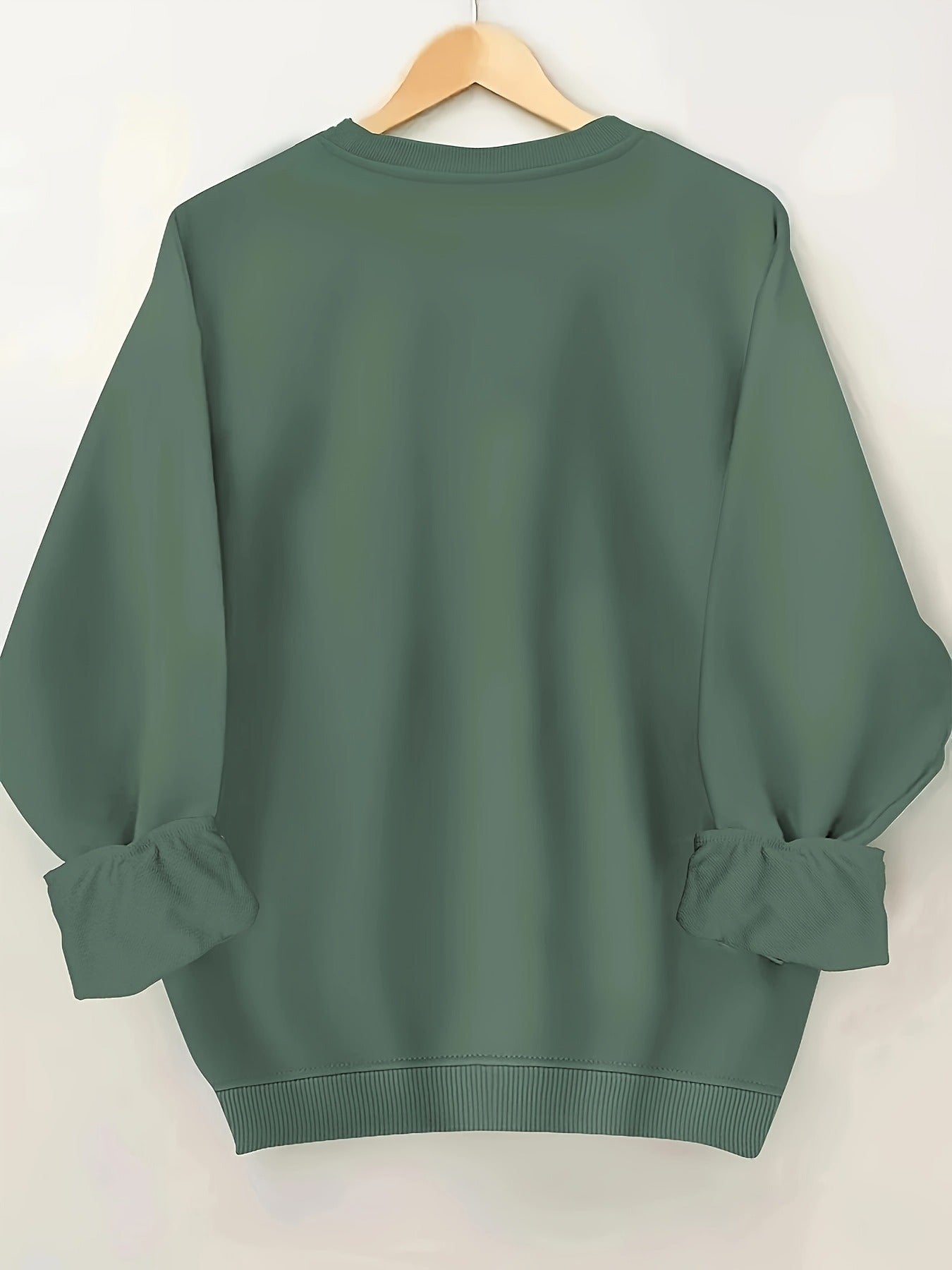 Letter Print Crew Neck Casual Sweatshirt, Polyester 100% Women'S Clothing for Fall & Spring