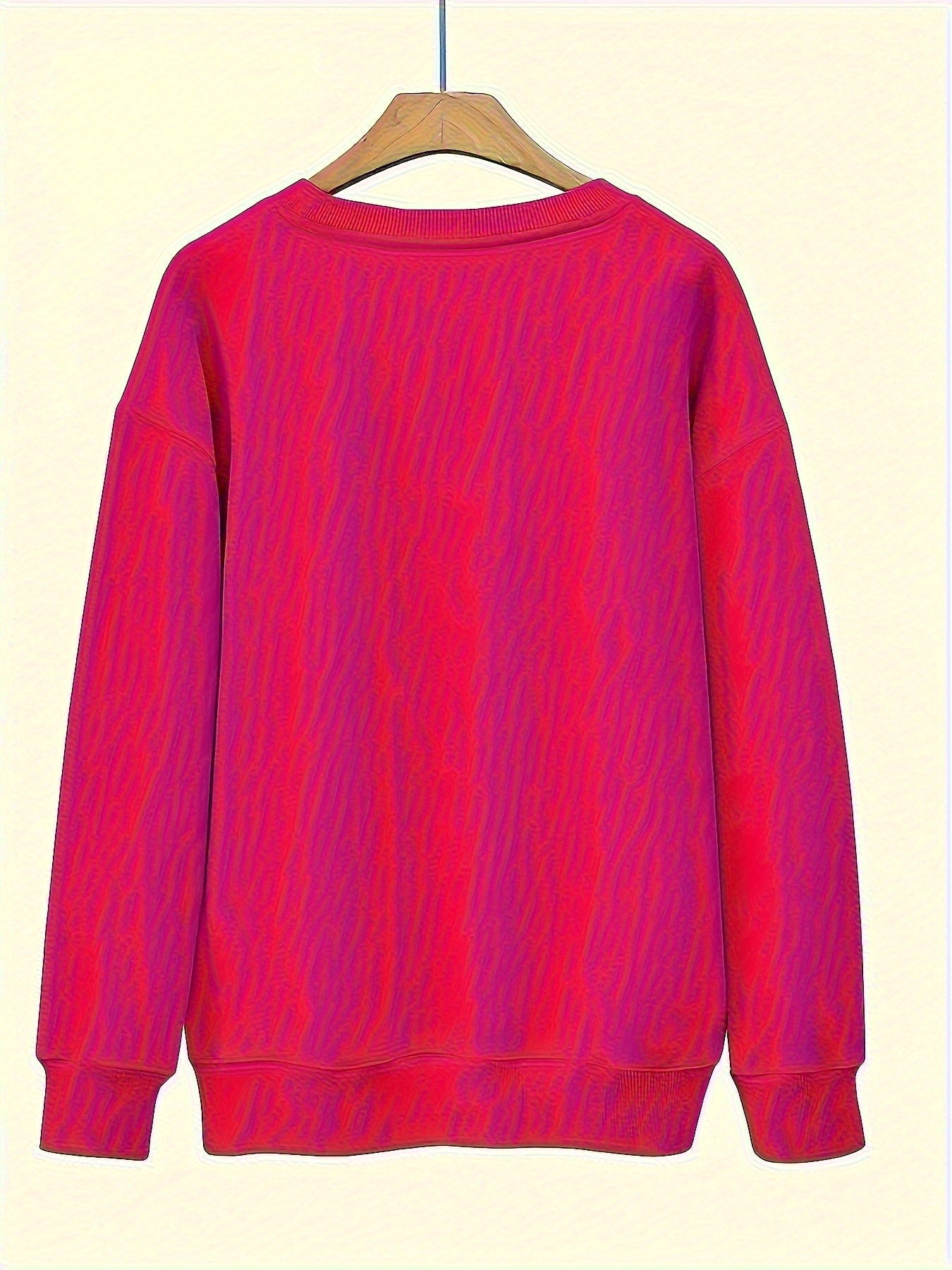 Letter Print Crew Neck Casual Sweatshirt, Polyester 100% Women'S Clothing for Fall & Spring