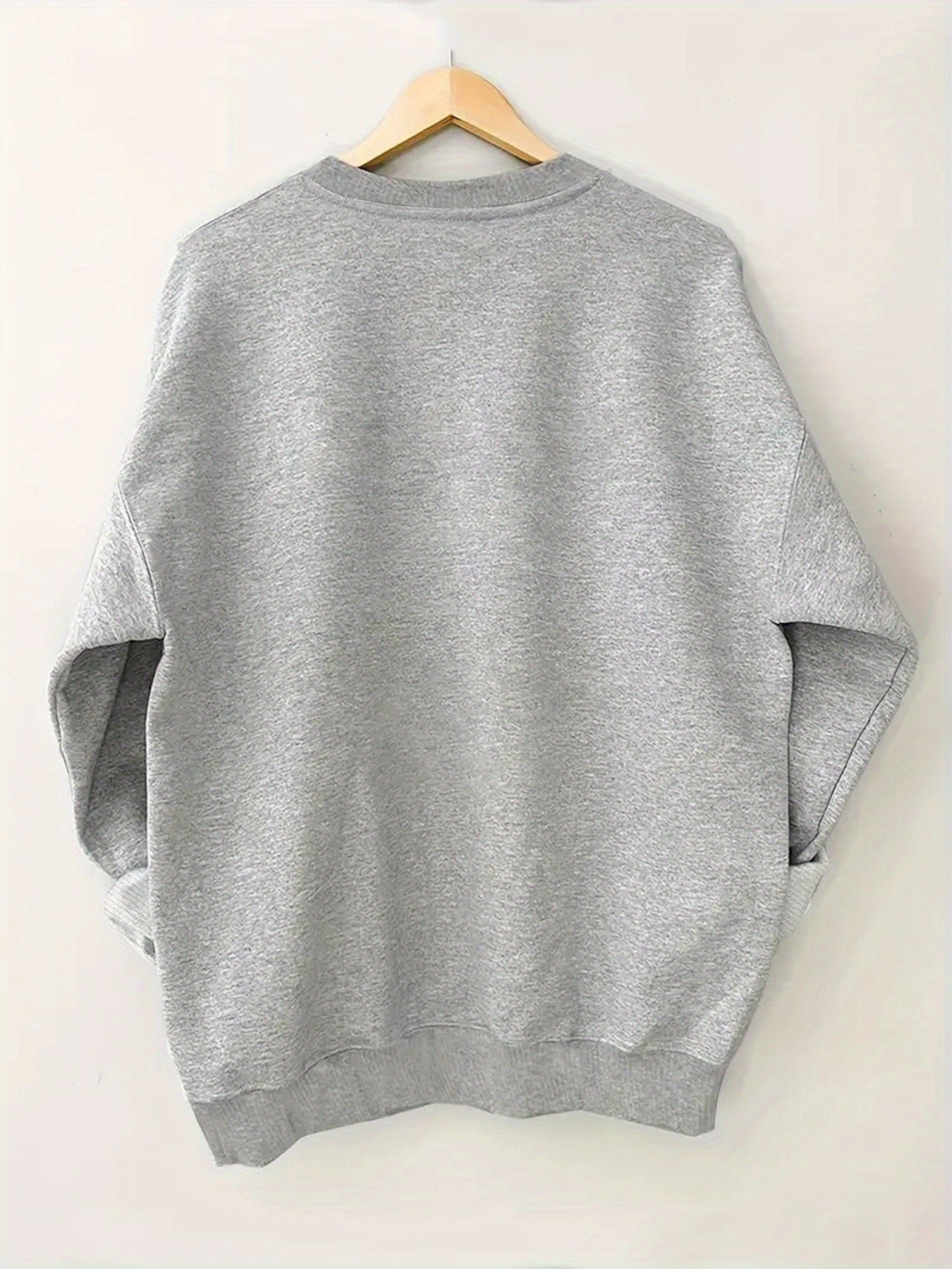 Letter Print Crew Neck Casual Sweatshirt, Polyester 100% Women'S Clothing for Fall & Spring