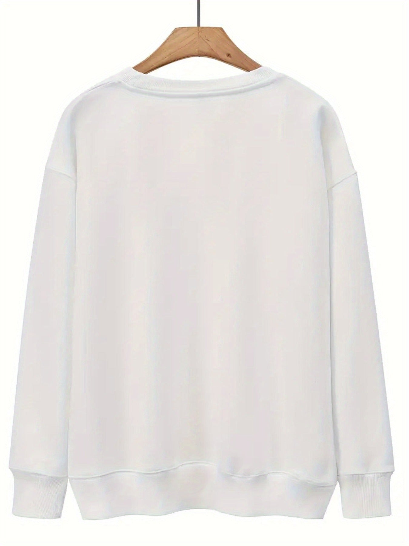 Letter Print Crew Neck Casual Sweatshirt, Polyester 100% Women'S Clothing for Fall & Spring
