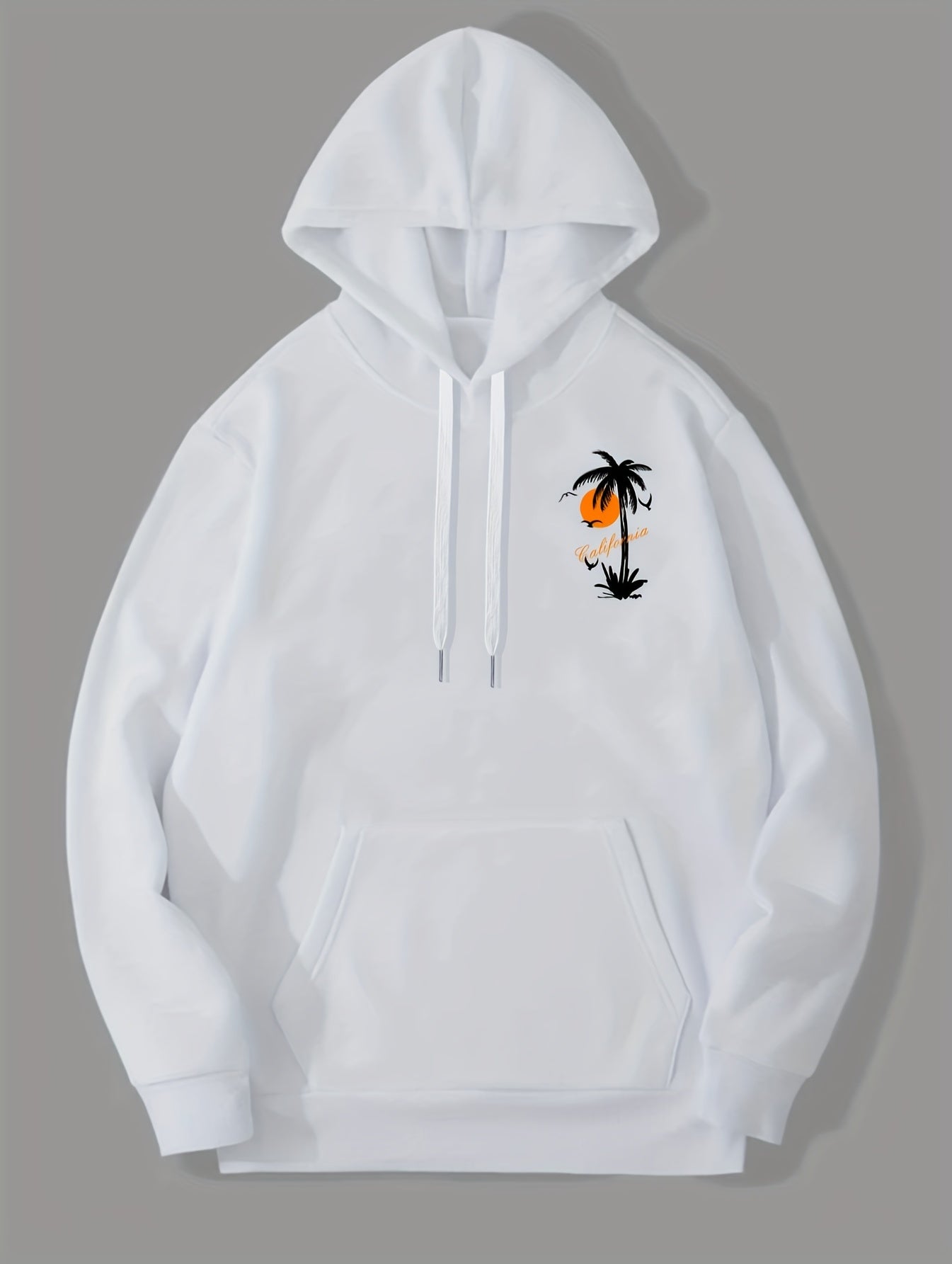 Men's California Summer Adventure Graphic Hoodie - Brown Polyester, Machine Washable, Knit Fabric with Hood, Non-Transparent, Print Design