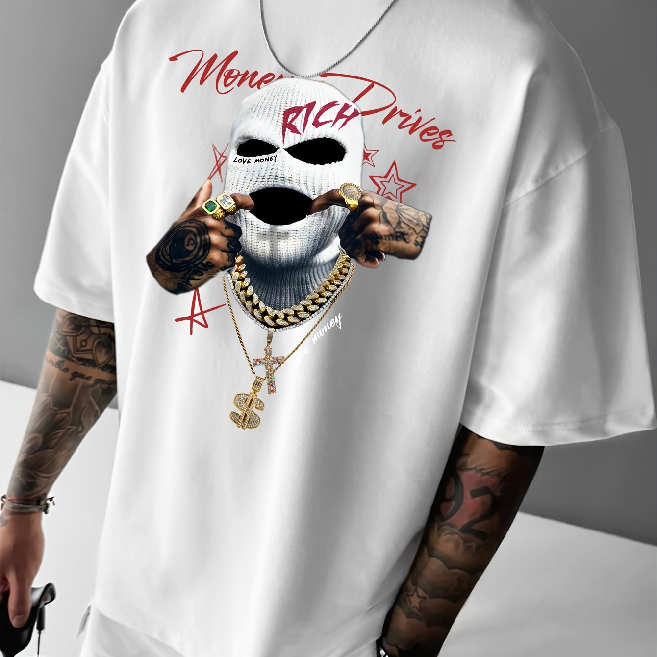 Men's Fashion Y2K Big Head Pattern Print Casual Loose Short Sleeve T-shirt