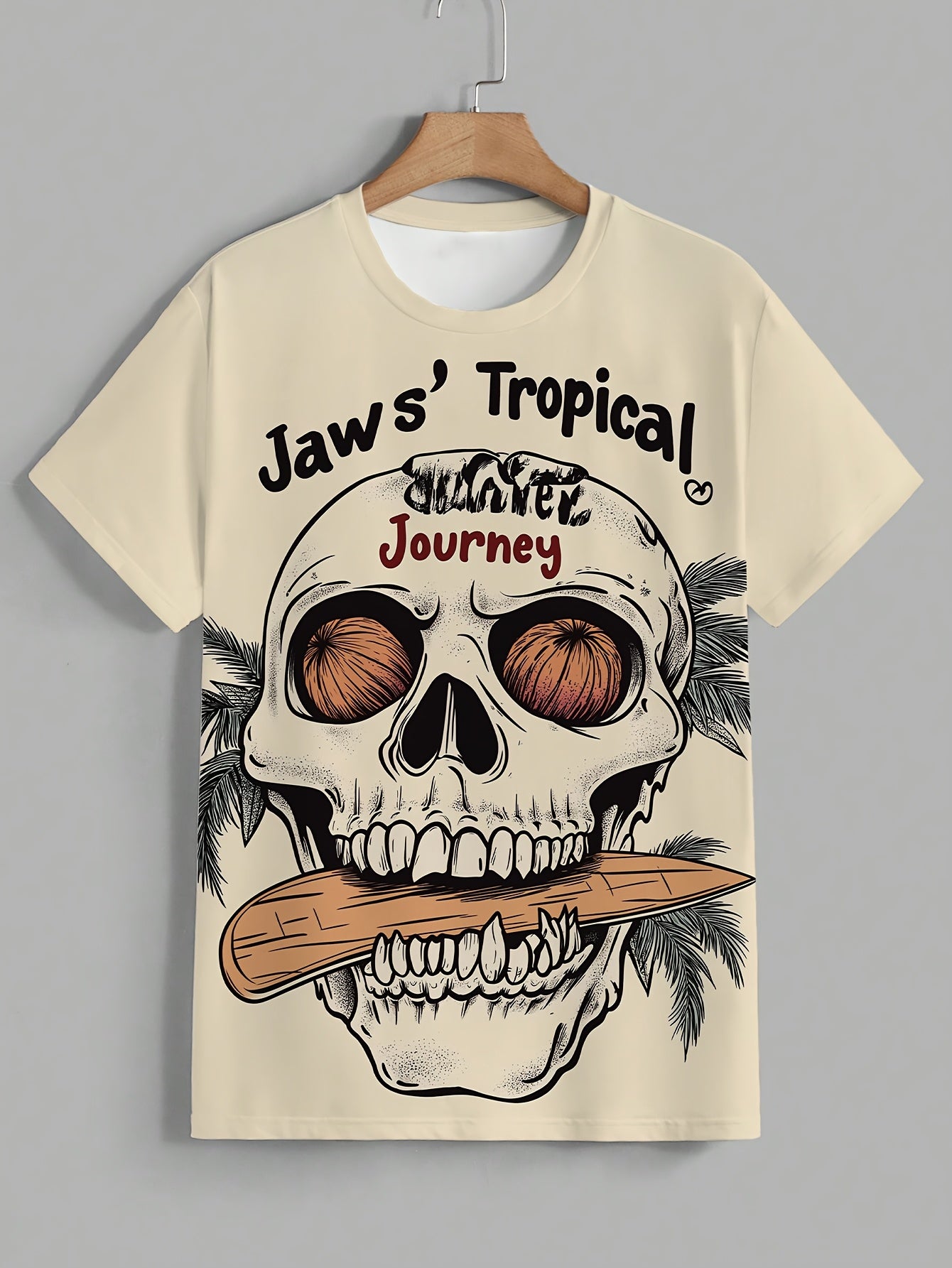 Men's Cool Graphic Print T-Shirt - Casual Crew Neck, Short Sleeve Tee for Everyday & Outdoor Wear, Breathable Polyester