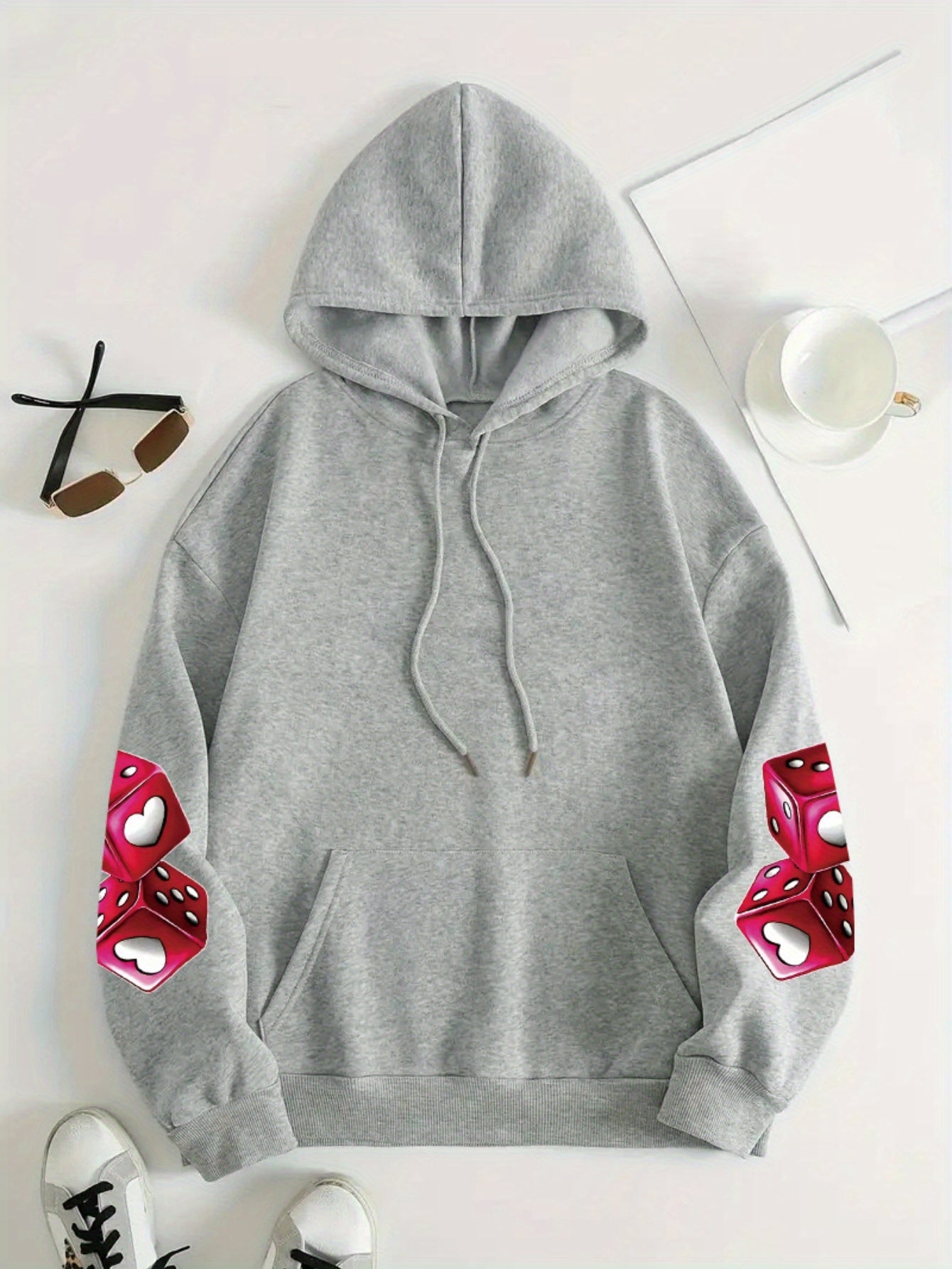 Targeted-Hit Extension] Hoodie with Long Sleeves and Love Letter Print, Casual Plus Size Fashion Hoodie