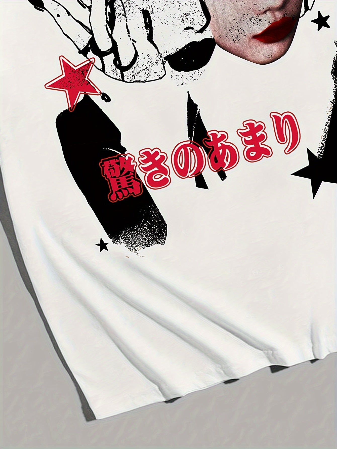 Men's Casual & Sporty Red Graphic Tee - Loose Fit, Short Sleeve with Unique Character Portrait Print, Polyester Blend, Machine Washable - Stylish Streetwear