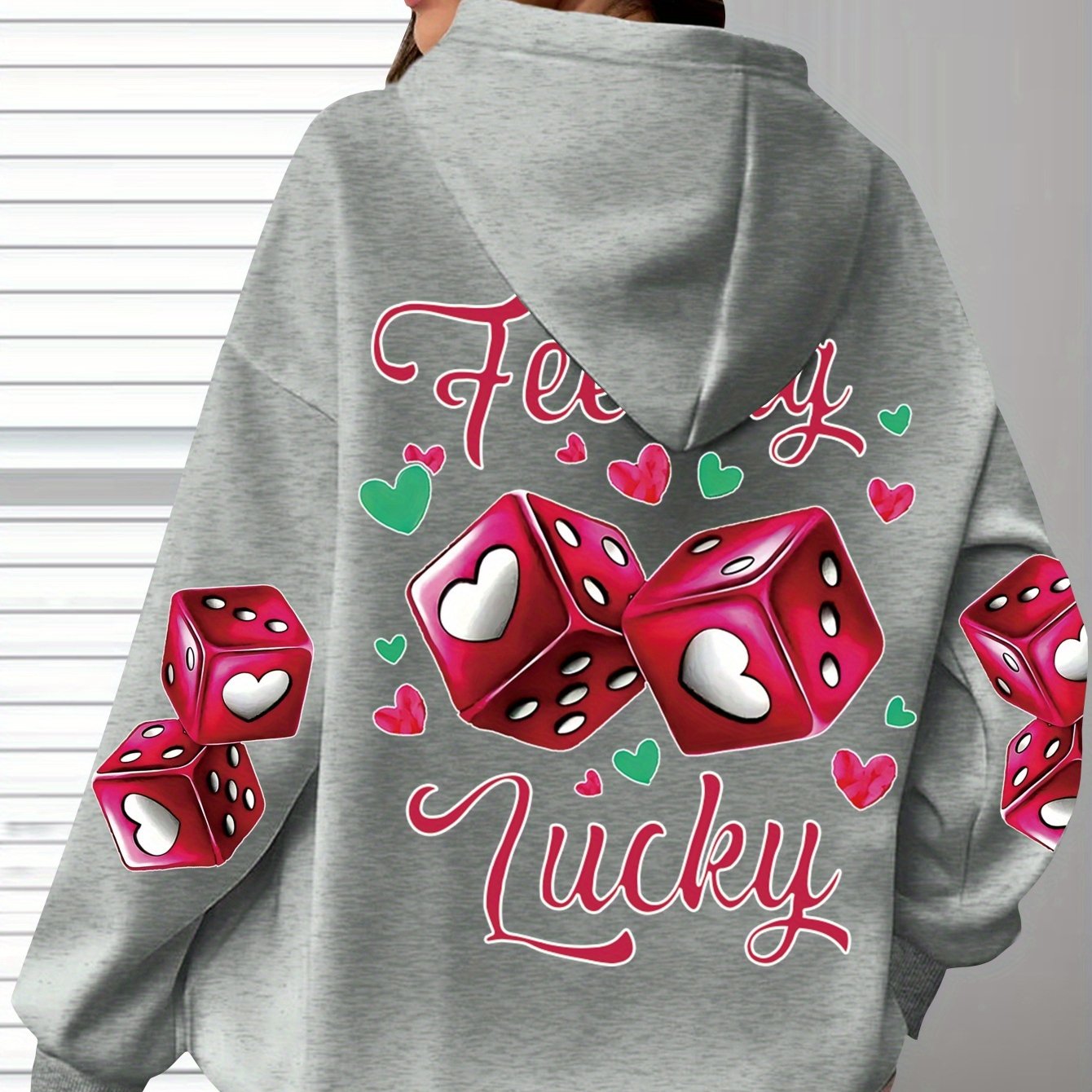 Targeted-Hit Extension] Hoodie with Long Sleeves and Love Letter Print, Casual Plus Size Fashion Hoodie