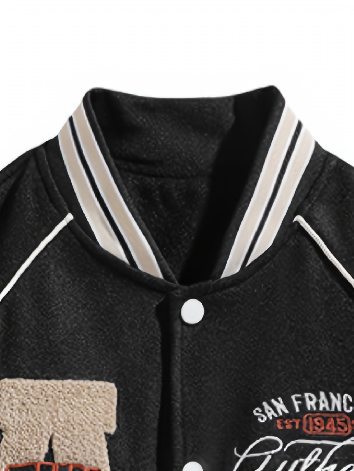 Men's Color Matching Letters Embroidery Striped Baseball Jacket With Pockets, Casual Baseball Collar Button Up Long Sleeve Varsity Jacket For Outdoor