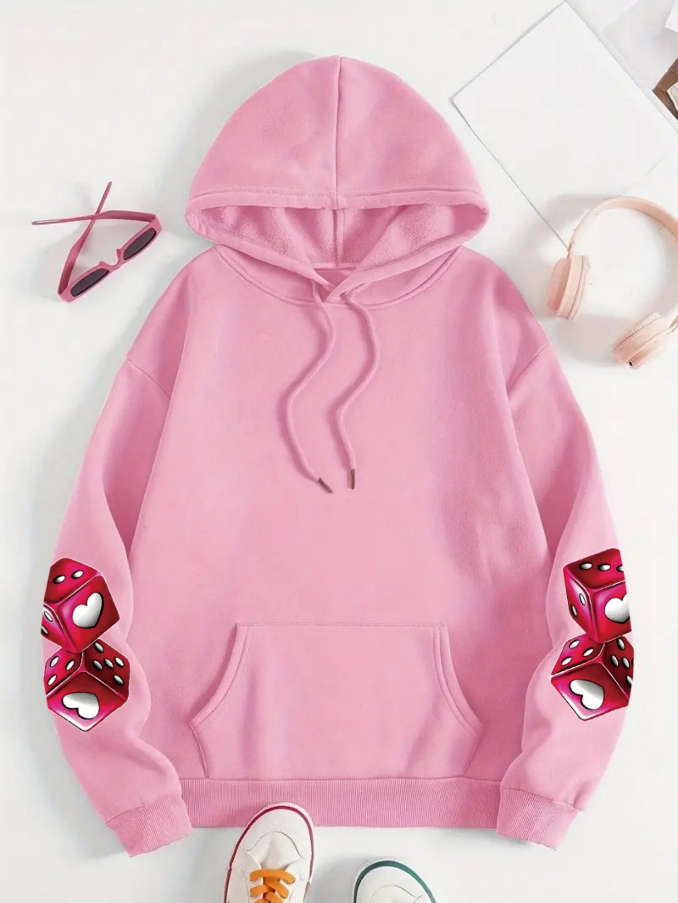 Targeted-Hit Extension] Hoodie with Long Sleeves and Love Letter Print, Casual Plus Size Fashion Hoodie