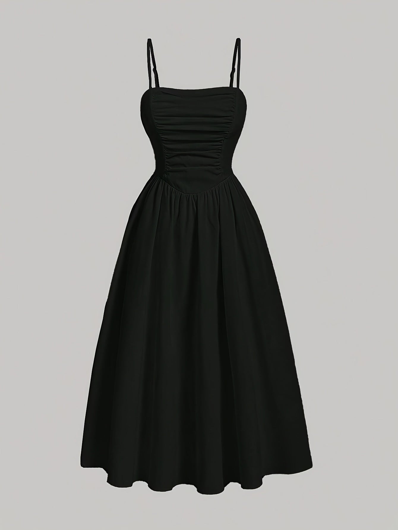 [All-Season A-Line Dress Machine] Elegant Off-Shoulder A-Line Dress - Solid Color, Shirred Waist, Machine Washable - Perfect for All Seasons