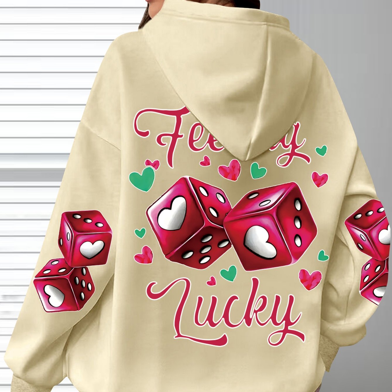 Targeted-Hit Extension] Hoodie with Long Sleeves and Love Letter Print, Casual Plus Size Fashion Hoodie