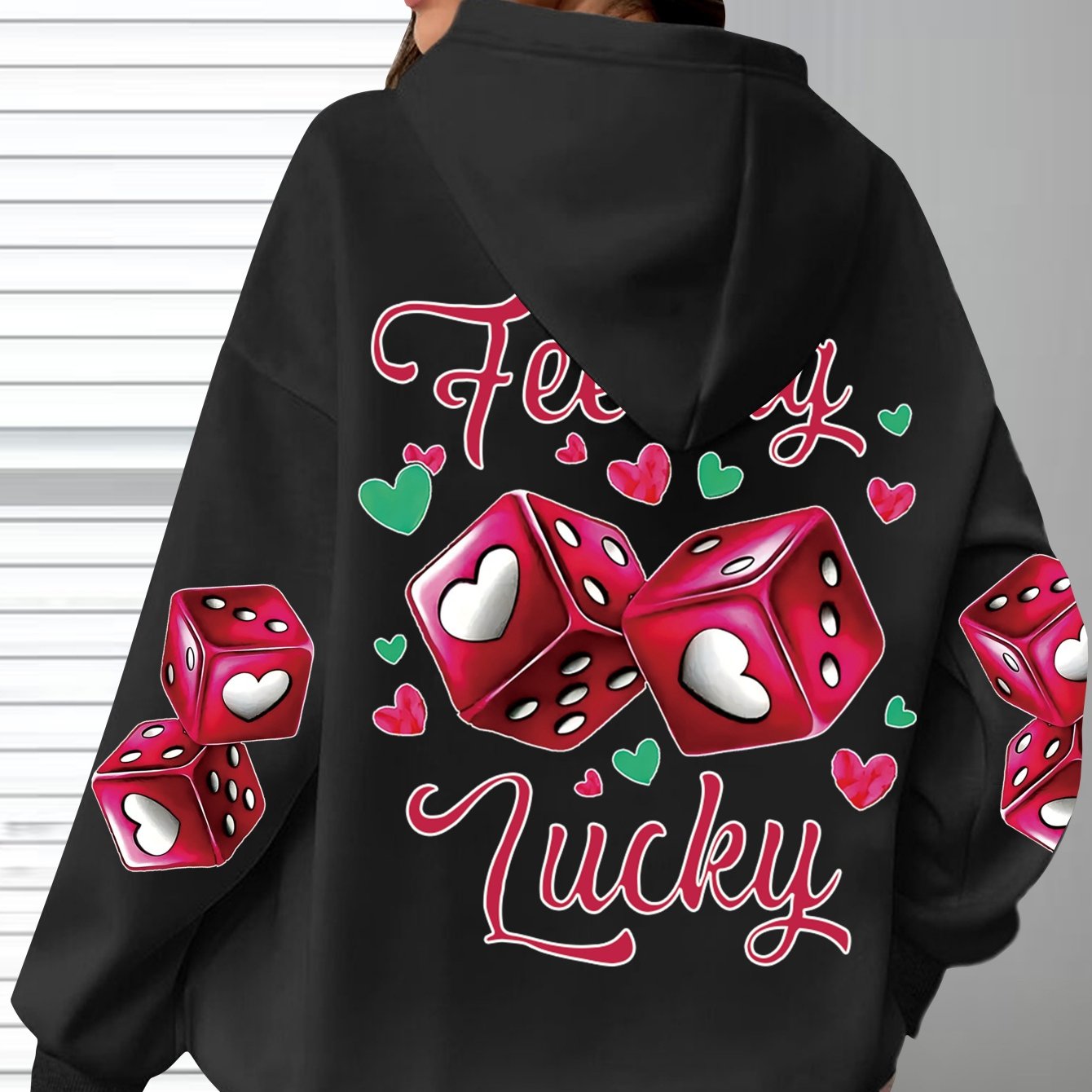 Targeted-Hit Extension] Hoodie with Long Sleeves and Love Letter Print, Casual Plus Size Fashion Hoodie