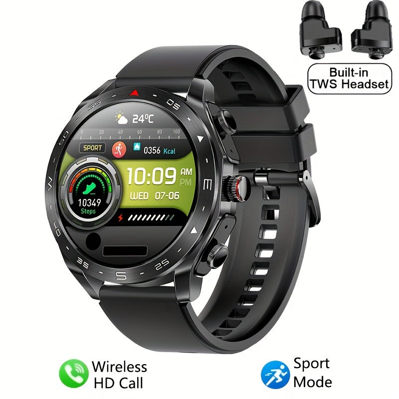 [Popular Choice] Smart Watch with Built-in TWS Headphones - AI Voice, HD Touch Screen, Fitness Tracker, Watch with Steel/Silicone Strap for Men