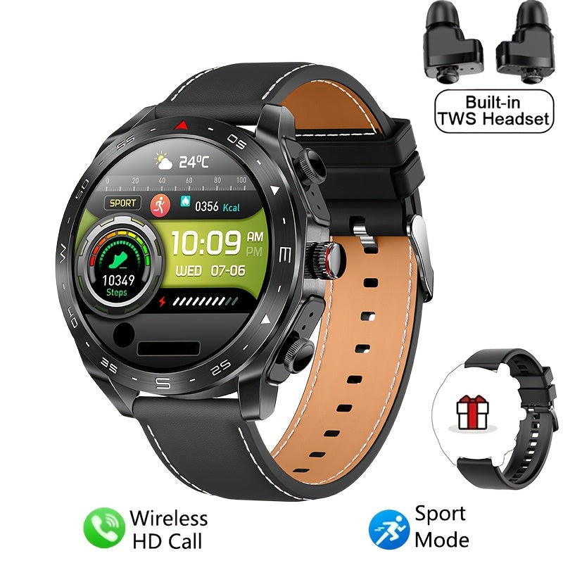 [Popular Choice] Smart Watch with Built-in TWS Headphones - AI Voice, HD Touch Screen, Fitness Tracker, Watch with Steel/Silicone Strap for Men
