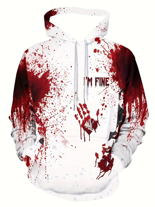 Men's 3D Printed Hoodie - Casual & Sporty Pullover with Kangaroo Pocket, Long Sleeve, Polyester Blend, Machine Washable - Perfect for Fall & Winter