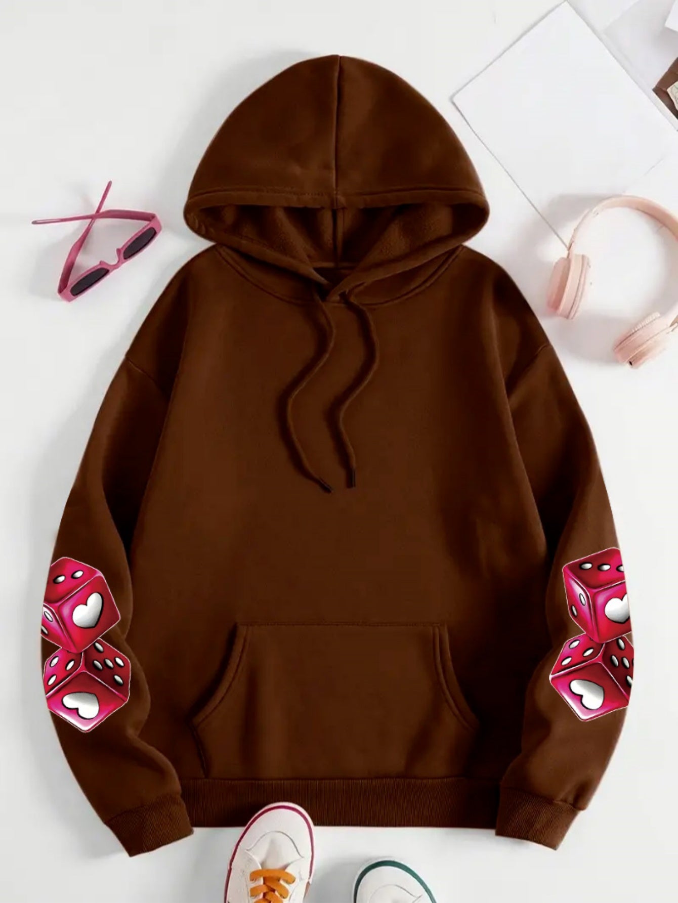 Targeted-Hit Extension] Hoodie with Long Sleeves and Love Letter Print, Casual Plus Size Fashion Hoodie