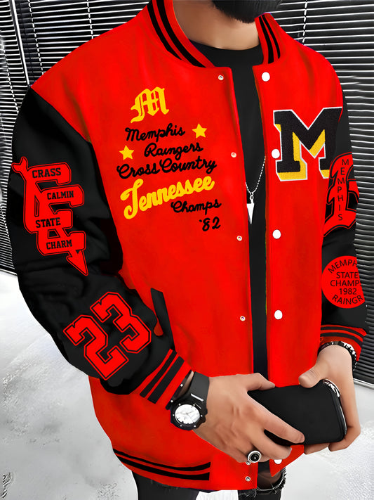 Los Angeles Embroidered Varsity Jacket - Lightweight, Warm Fleece-Lined Baseball Coat for Men | Casual Hip Hop Rock Style | Machine Washable