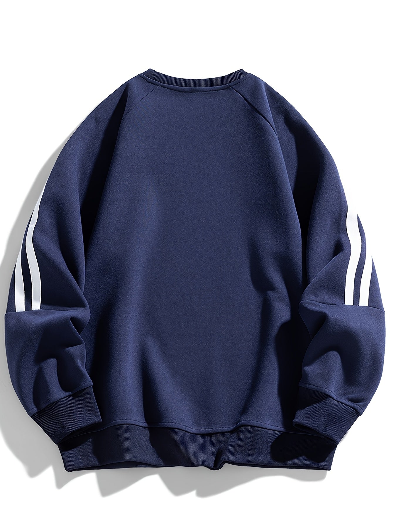 Men'S Casual Crew Neck Hoodie, 100% Polyester Knit Fabric, Solid Color with Side Stripes, Regular Fit, Non-Stretch, 250g/m² - Comfortable and Stylish for Street and Outdoor Activities