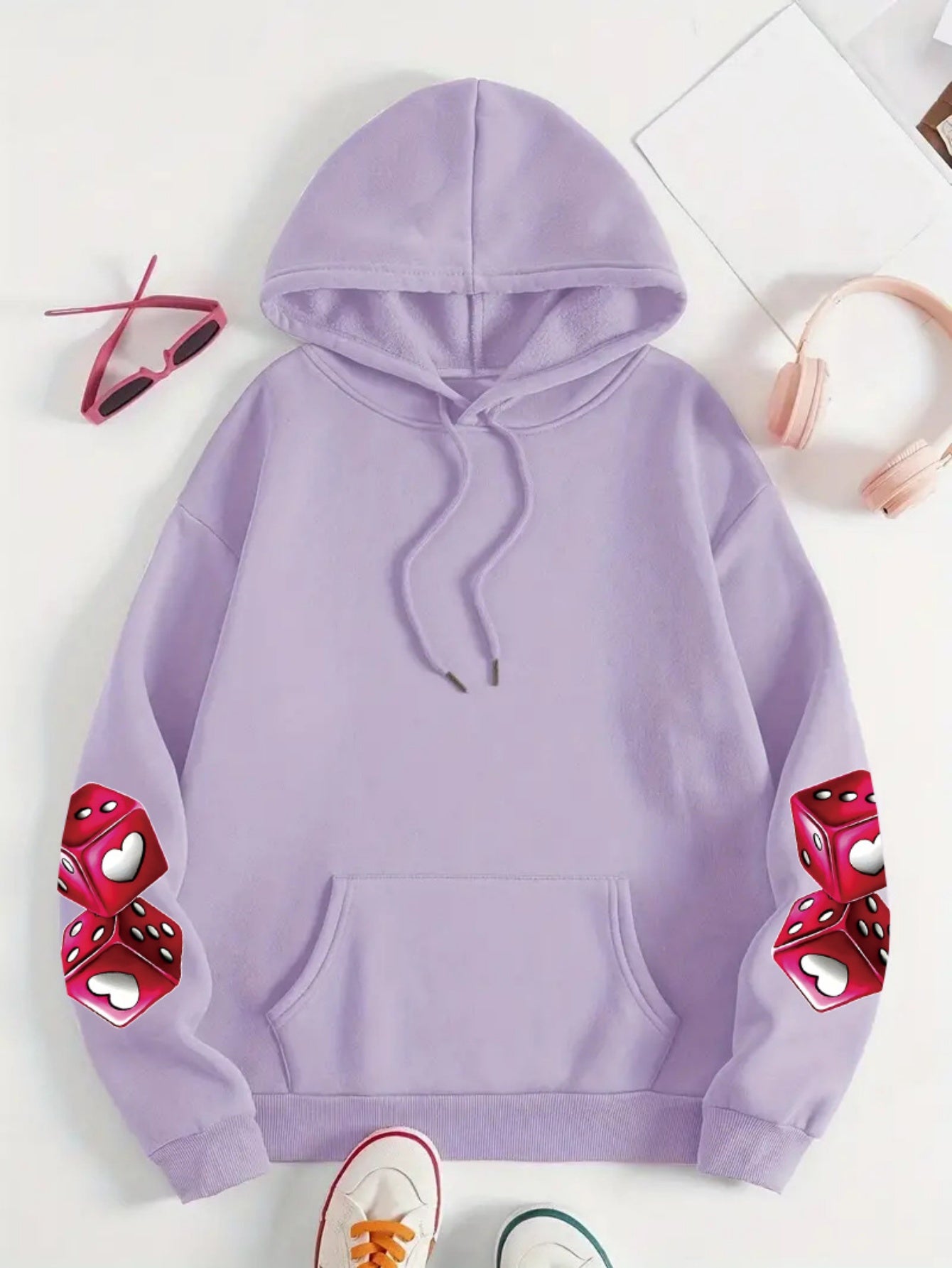 Targeted-Hit Extension] Hoodie with Long Sleeves and Love Letter Print, Casual Plus Size Fashion Hoodie