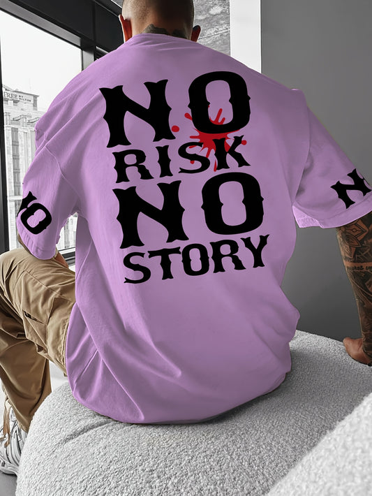Men's Casual Loose-Fit T-Shirt with Stylish Letter Print - Breathable Polyester, Round Neck, Summer Wear