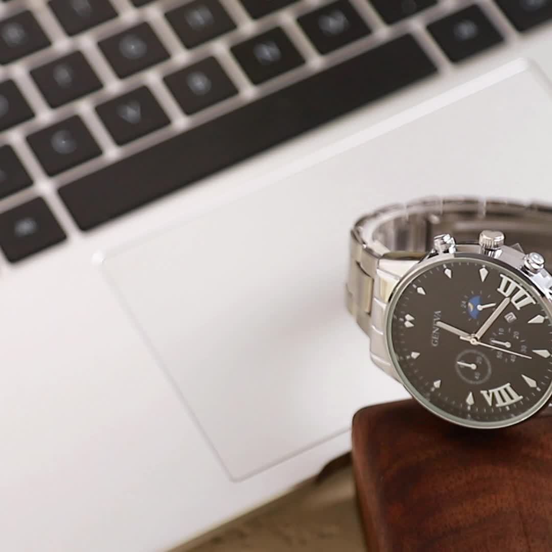Luxury Gift Set For Men: Stainless Steel Quartz Watch With Calendar, Silvery Bracelet Necklace Ring - Perfect Accessories For Business And Leisure