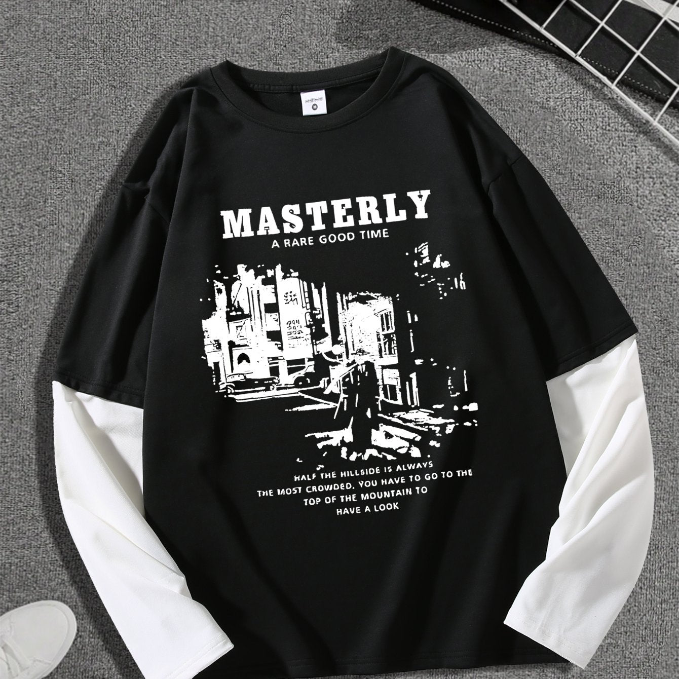 1pc Men'S Casual Street Gentleman Graphic Tee, American Trendy Oversized T-Shirt, Polyester Stretch Fabric, Round Neck, Loose Fit, All-Season Top