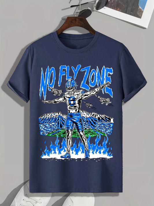 Skull football Player Anime Pattern Men's Stylish Crew Neck T-shirt For Summer