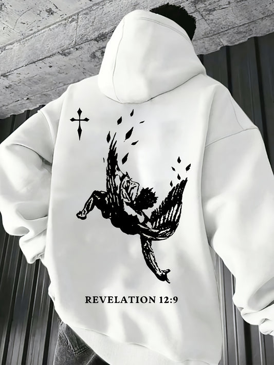 Men'S Autumn And Winter Print Hooded Fleece Sweatshirt, Versatile Sports Casual Loose Hooded Sweatshirt