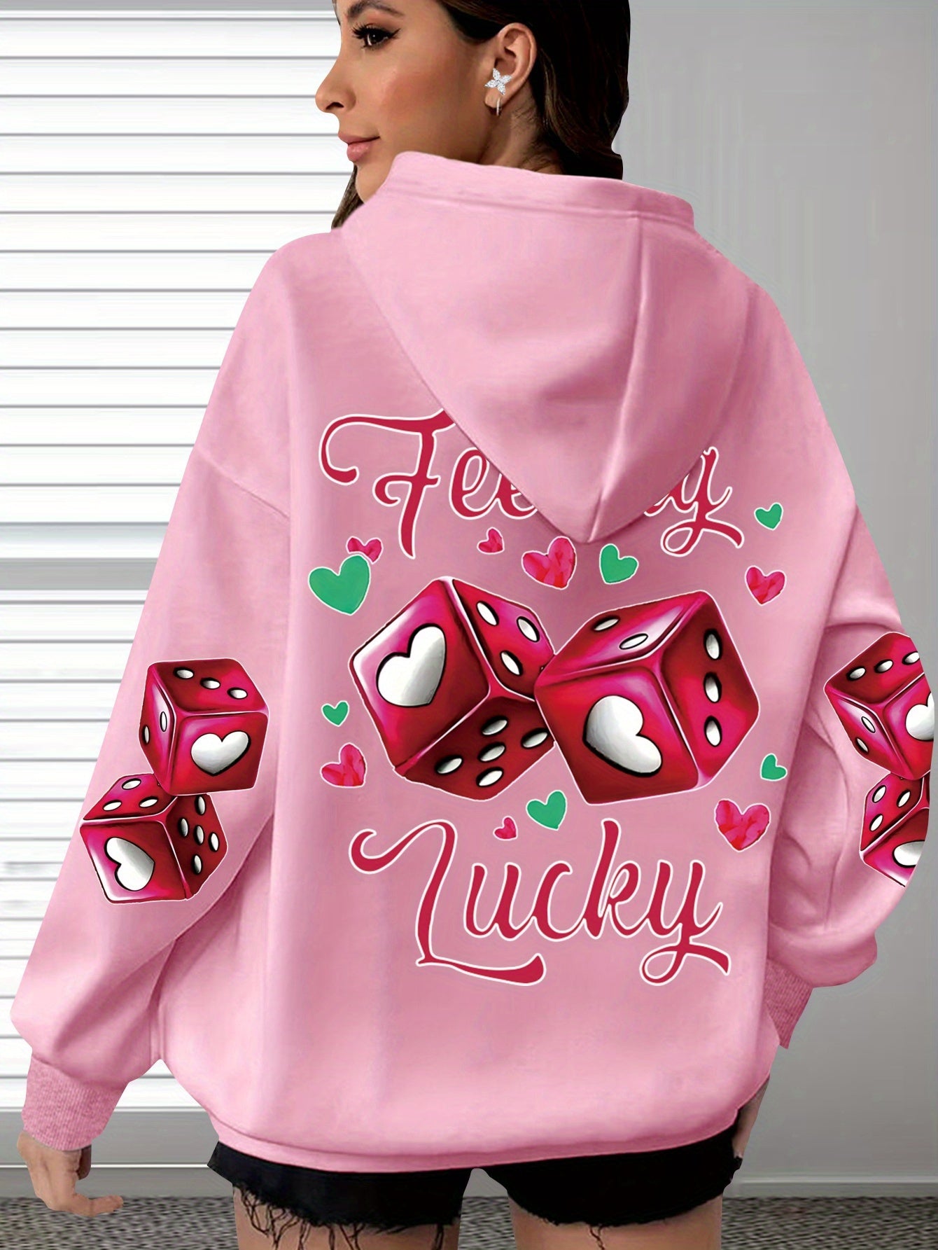 Targeted-Hit Extension] Hoodie with Long Sleeves and Love Letter Print, Casual Plus Size Fashion Hoodie