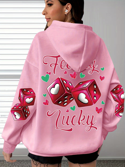 Targeted-Hit Extension] Hoodie with Long Sleeves and Love Letter Print, Casual Plus Size Fashion Hoodie