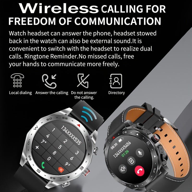[Popular Choice] Smart Watch with Built-in TWS Headphones - AI Voice, HD Touch Screen, Fitness Tracker, Watch with Steel/Silicone Strap for Men