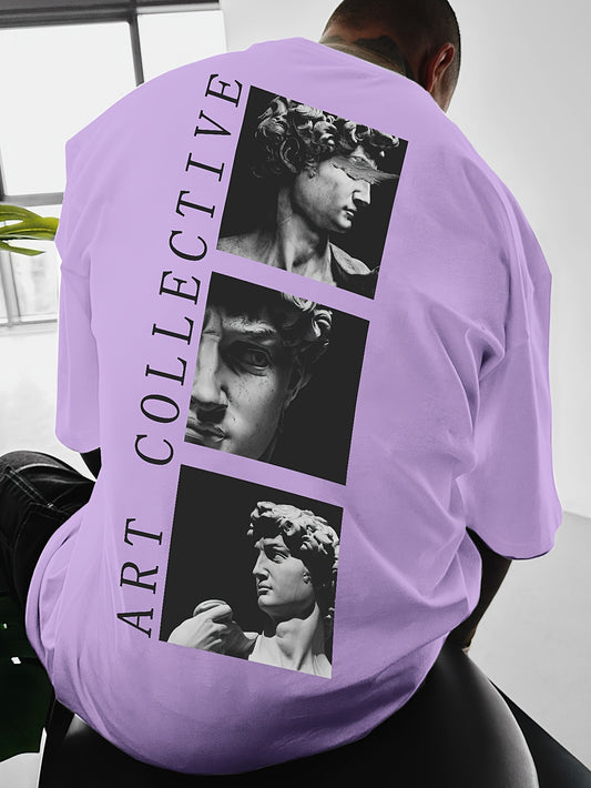 Men's Street Style Loose-Fit T-Shirt with Unique Back Print - Breathable Polyester, Machine Washable