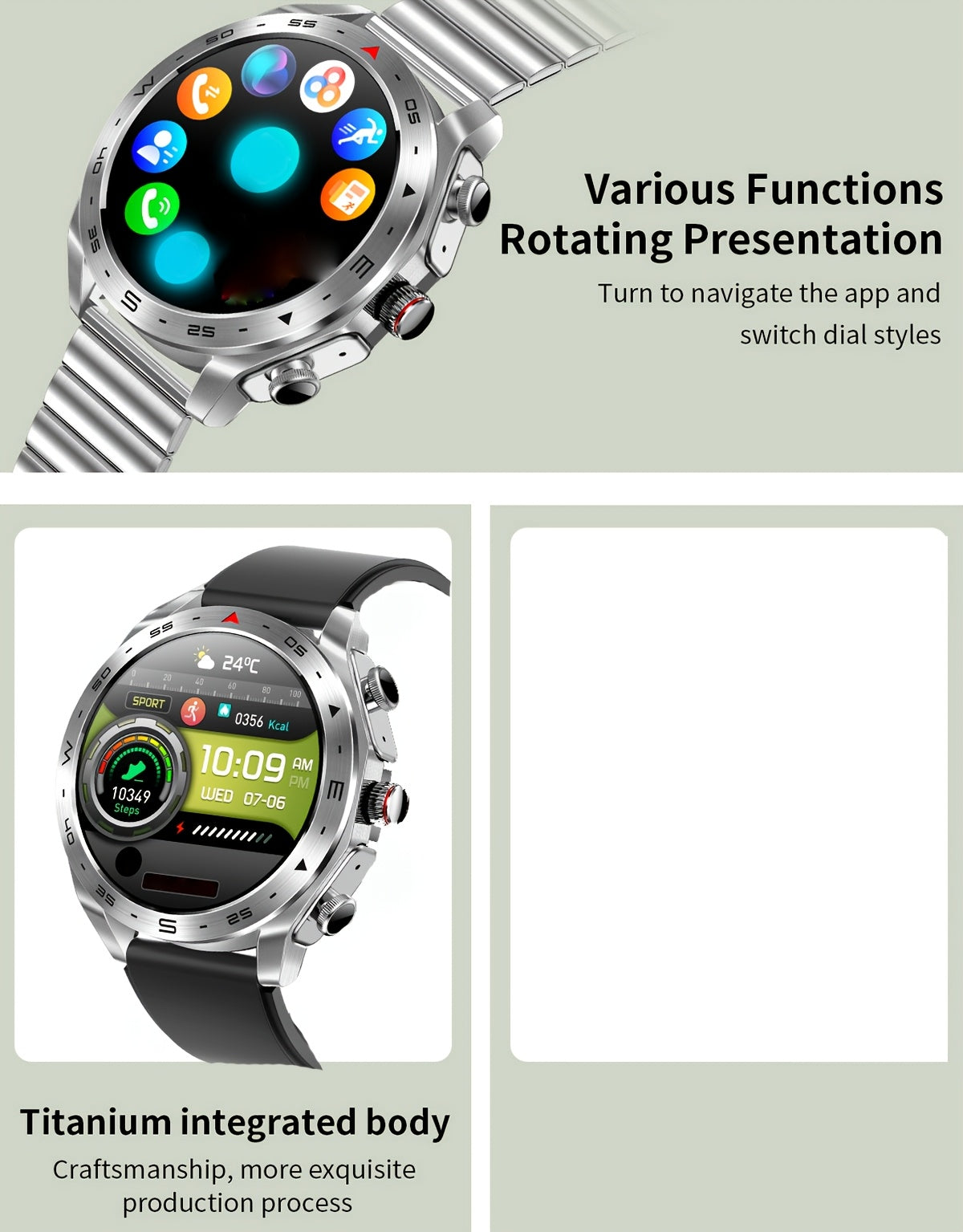 [Popular Choice] Smart Watch with Built-in TWS Headphones - AI Voice, HD Touch Screen, Fitness Tracker, Watch with Steel/Silicone Strap for Men
