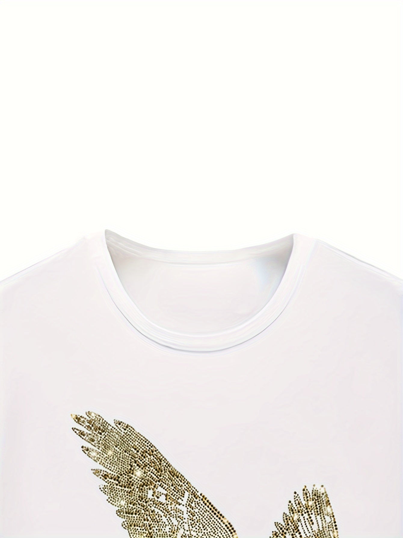 Funny Eagle Graphic T-Shirt with Rhinestone Bling, Comfortable Crewneck Short Sleeve Summer Tee, Cotton - HZCX FASHION
