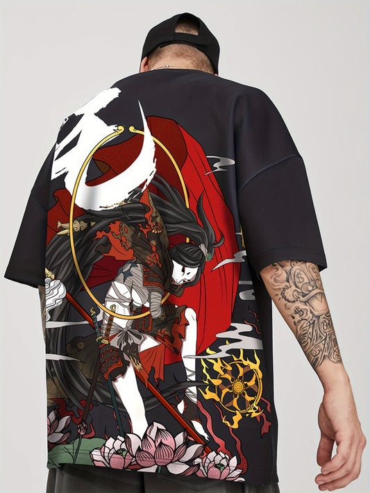 Men's Loose Beauty Graphic Print T-shirt, Casual Short Sleeve Crew Neck Tee, Men's Clothing For Summer Outdoor