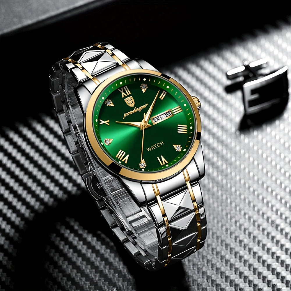 Luminous Calendar Men's Quartz Watch Business Sports Teenagers Trend Stainless Steel Student Wristwatches, Ideal choice for Gifts Christmas Gift Valentine's Day