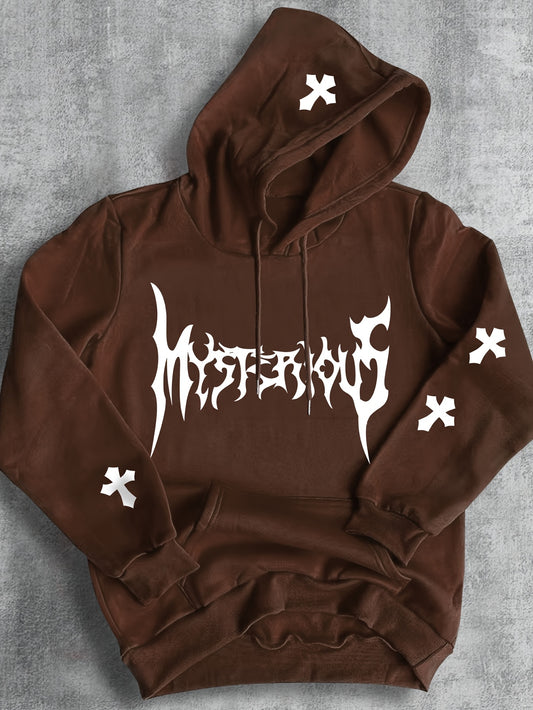 KOURRTER Fleece-Lined Hoodie with Mysterious Cross Print - Casual Pullover Sweatshirt for Men & Women, Perfect for Fall/Winter Streetwear, Sweater Hoodie, KOURRTER