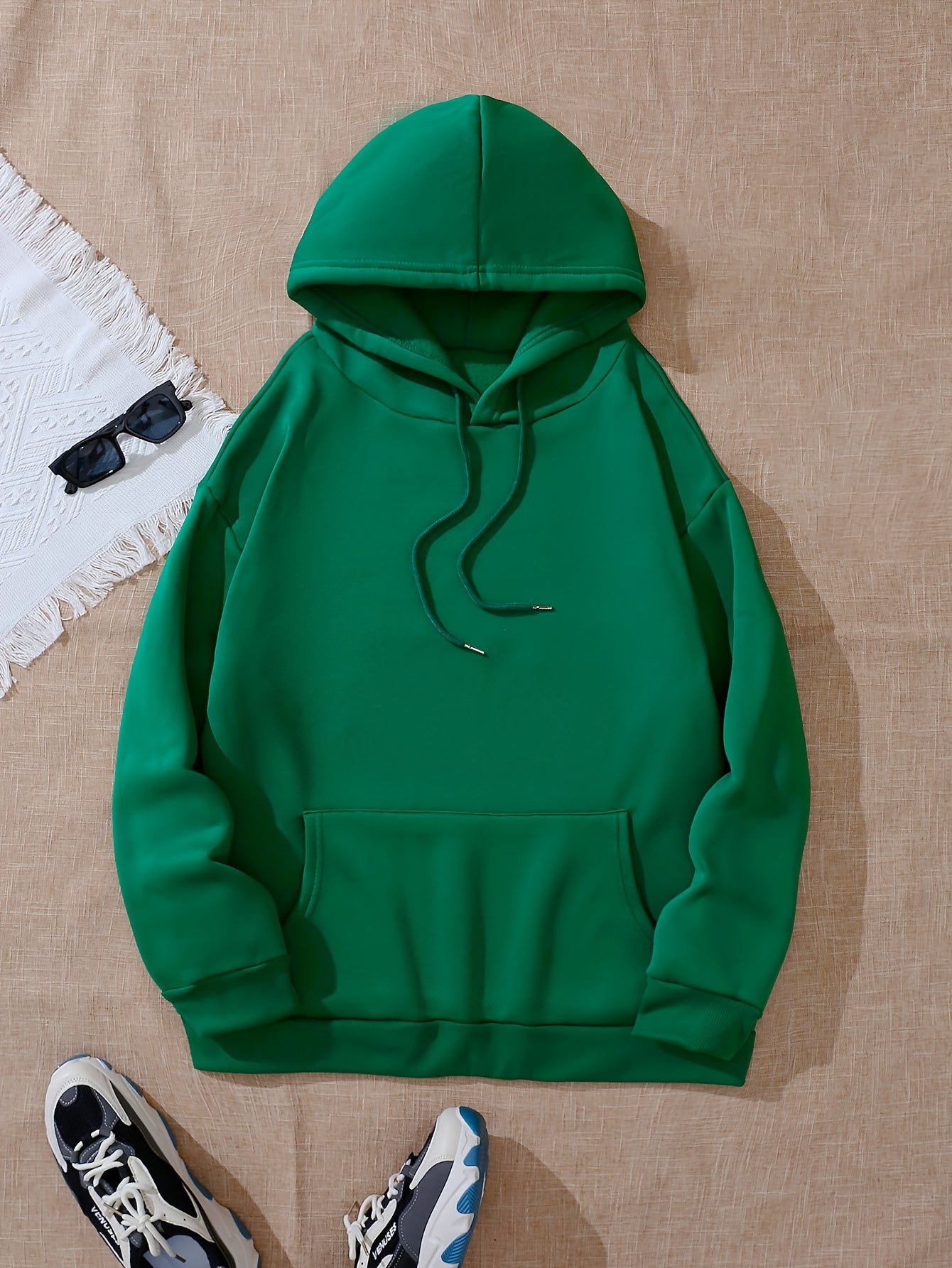 Plus Size Floral Skull Print Hoodie - Casual Oversized Pullover with Long Sleeves, Pocket Detail, Slight Stretch Polyester - Women's Fall/Winter Hooded Knit Sweatshirt