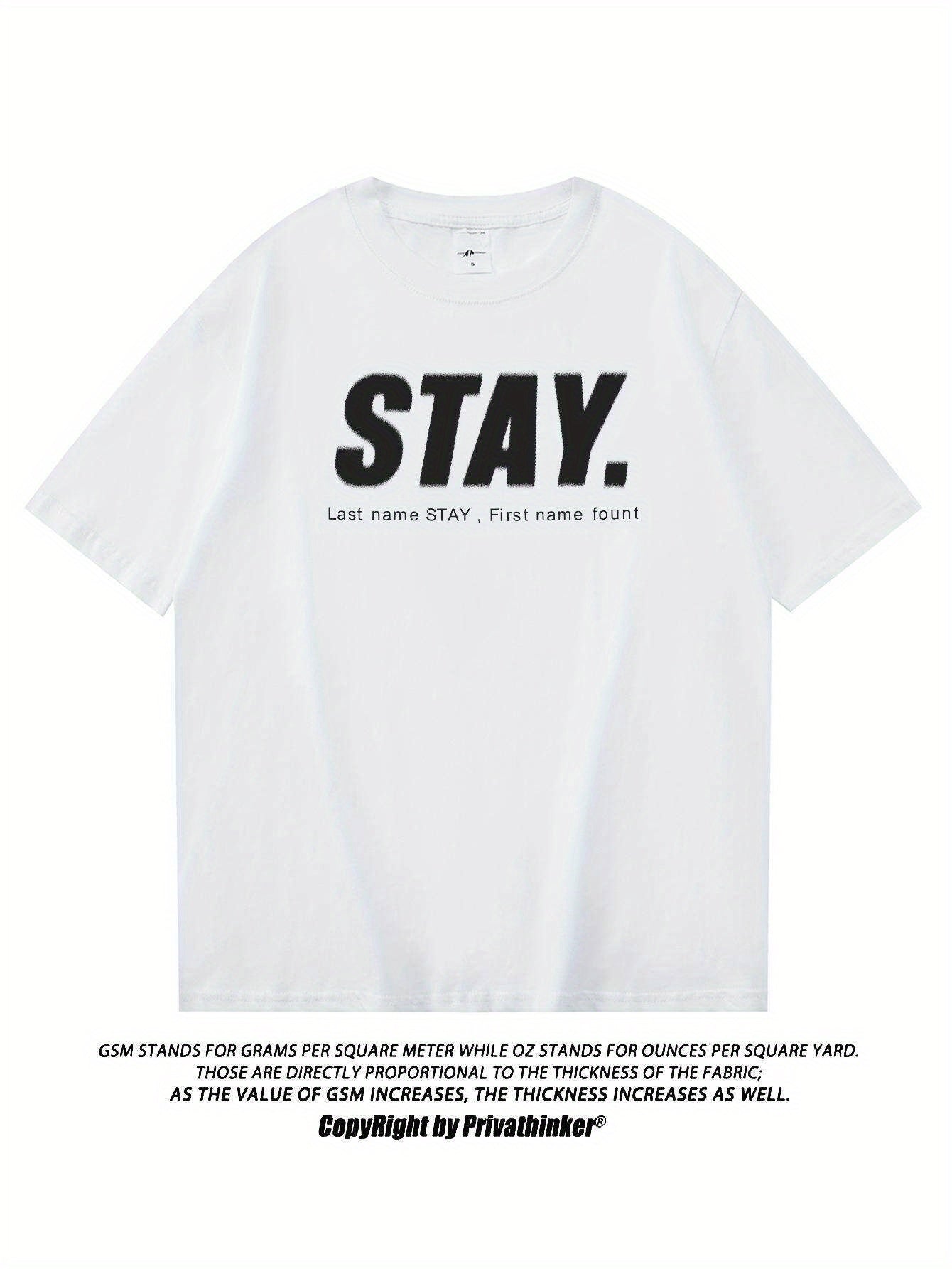 Korean Style Men Tops Kpop Streetwear STAY Print Luxury Cotton Male Tees Oversize Casual Unisex T-shirts Y2k Harajuku