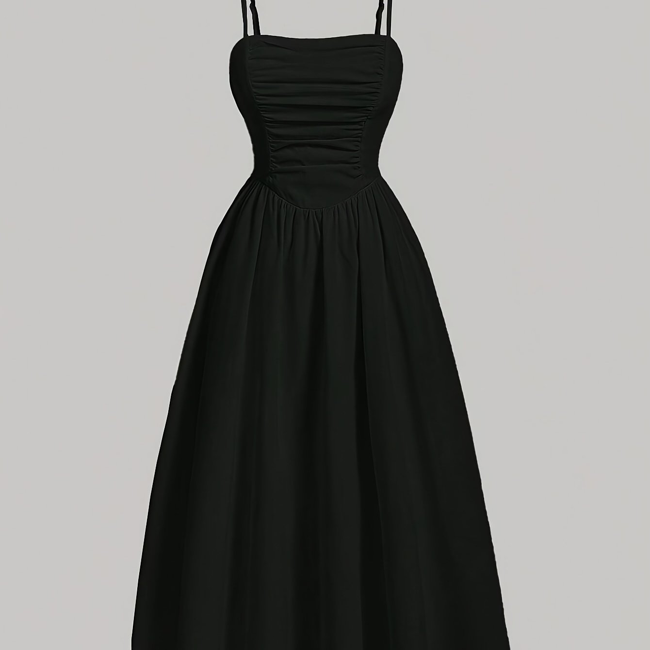 [All-Season A-Line Dress Machine] Elegant Off-Shoulder A-Line Dress - Solid Color, Shirred Waist, Machine Washable - Perfect for All Seasons