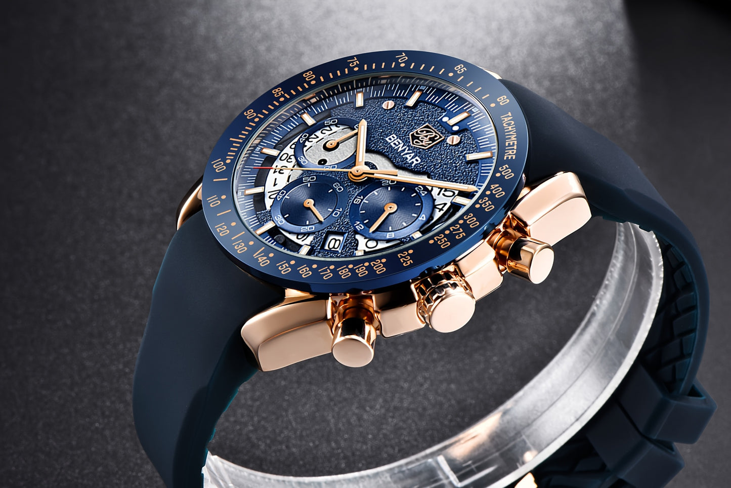 Benyar Chronograph Men's Watch - Analog Quartz Stylish Sports Wristwatch - Elegant Father's Day Gift