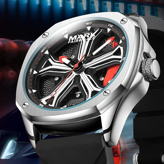 MARK FAIRWHALE New Fashion Cool Men's Quartz Watch for Thanksgiving, Metal Texture Design, Tape Luminous 30m Waterproof, FW-5060R