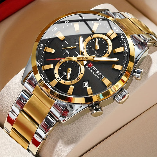 CURREN Business Men's Watch, Multifunctional Chronograph Wristwatch Round Watch, Ideal Choice For Gifts