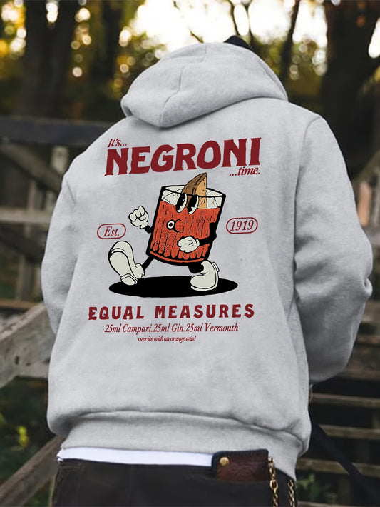 1pc Men'S Casual Fashion Hoodie with Cartoon Negroni Print, Polyester Knit Pullover with Kangaroo Pocket, Regular Fit and Length