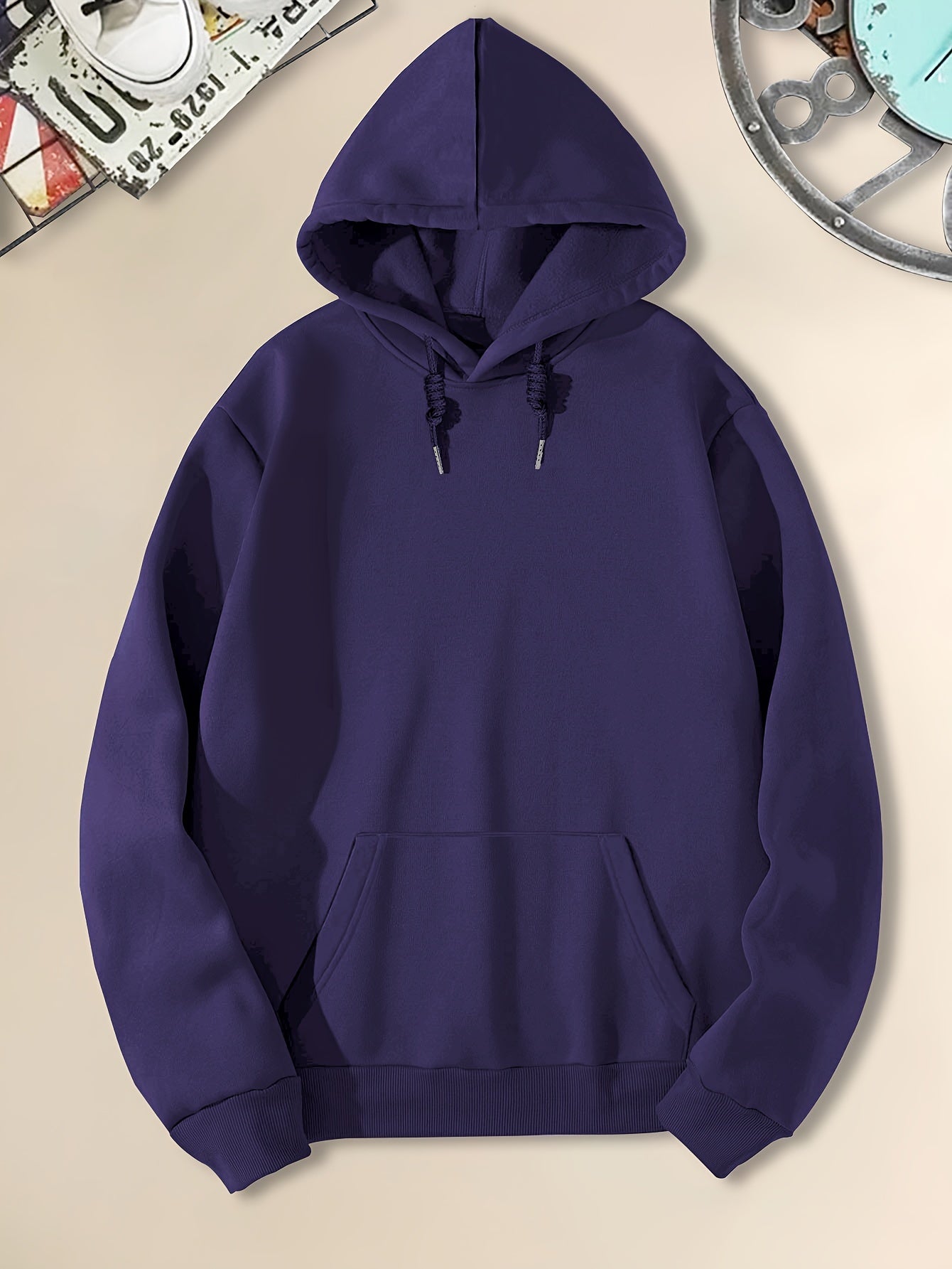 Men's Casual Black Hoodie with Sunset Sports Car Graphic - Cozy Long Sleeve Hooded Sweatshirt, Polyester, Machine Washable for Autumn & Winter, Sweater Hoodie