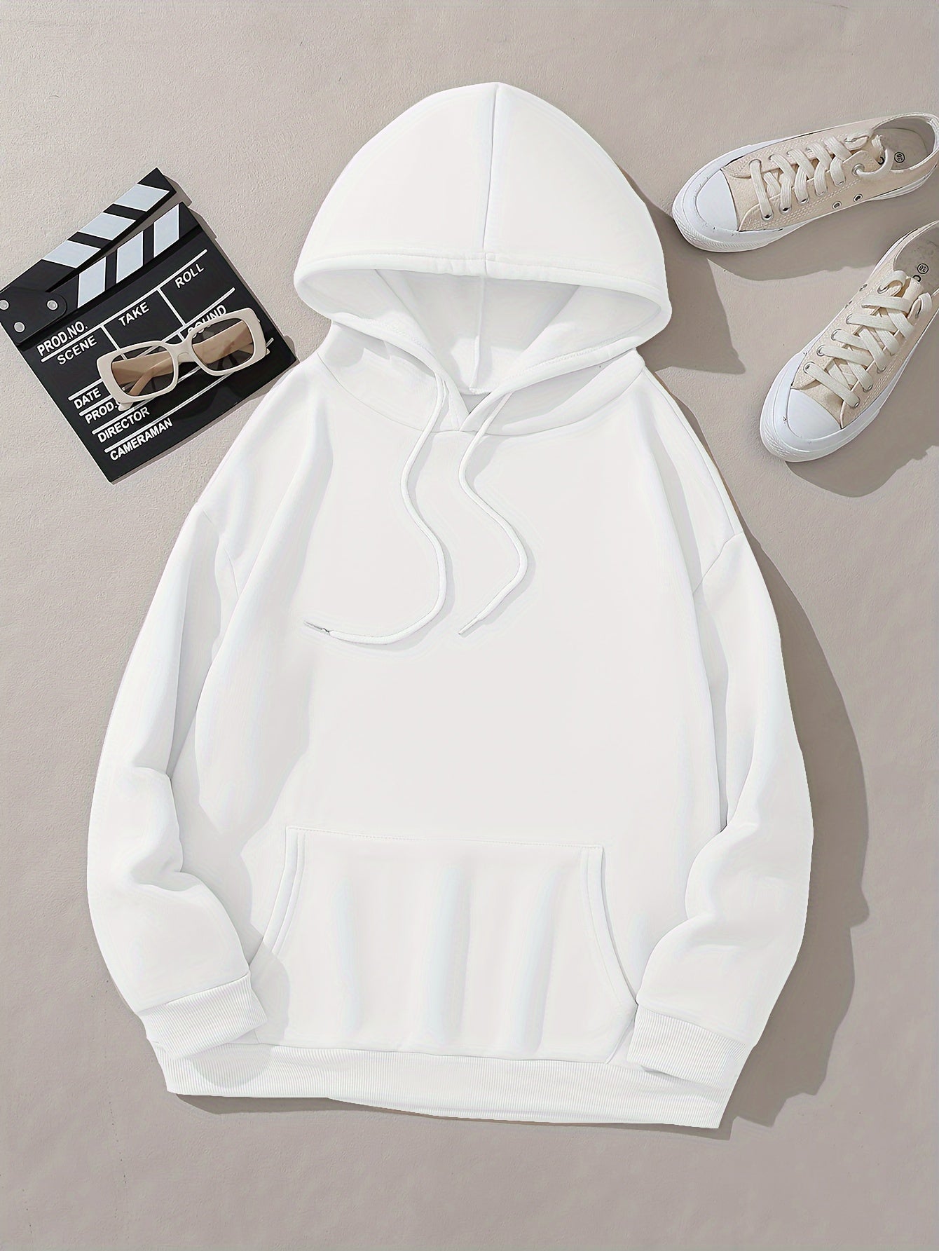 Plus Size Floral Skull Print Hoodie - Casual Oversized Pullover with Long Sleeves, Pocket Detail, Slight Stretch Polyester - Women's Fall/Winter Hooded Knit Sweatshirt