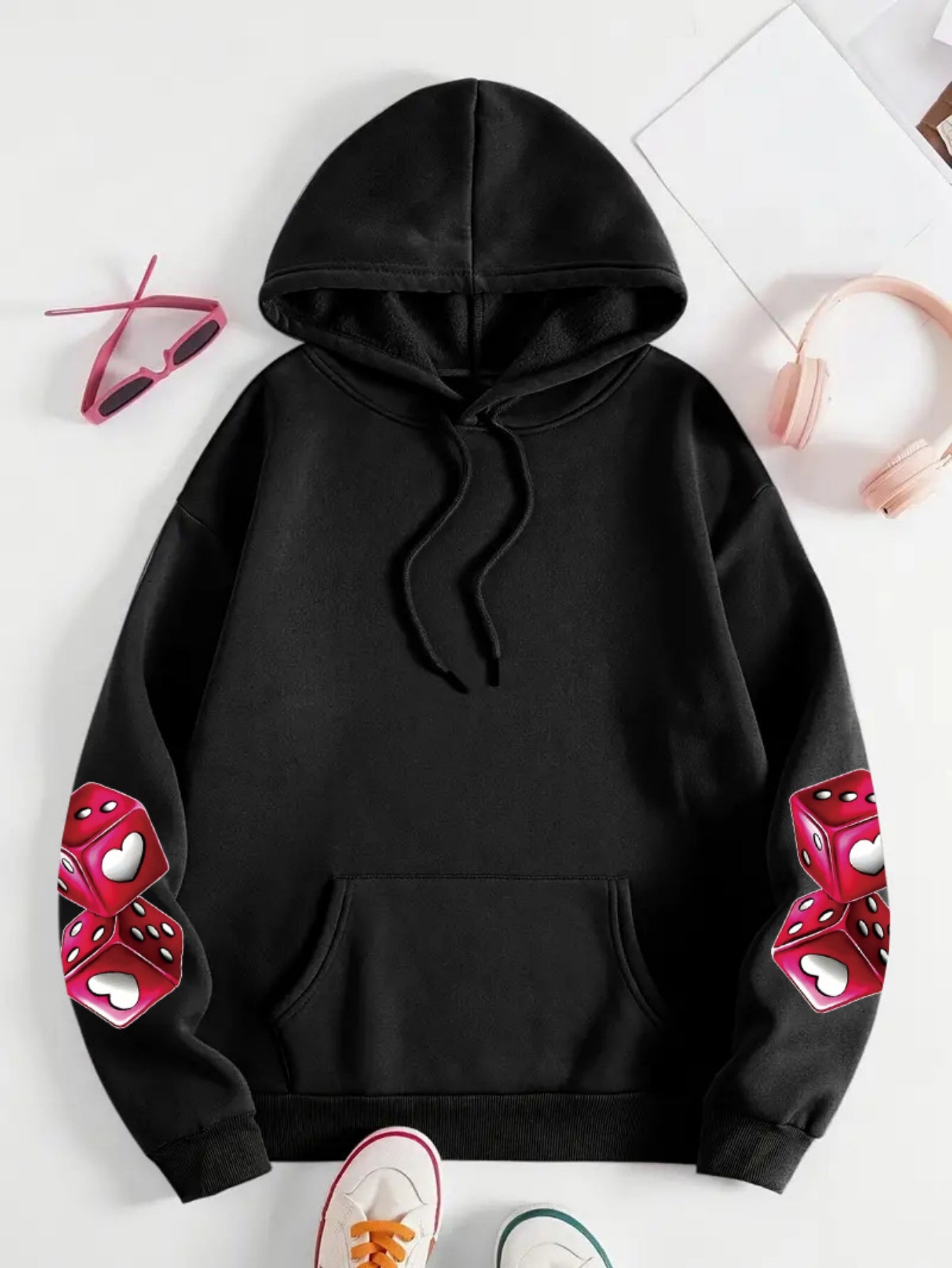 Targeted-Hit Extension] Hoodie with Long Sleeves and Love Letter Print, Casual Plus Size Fashion Hoodie