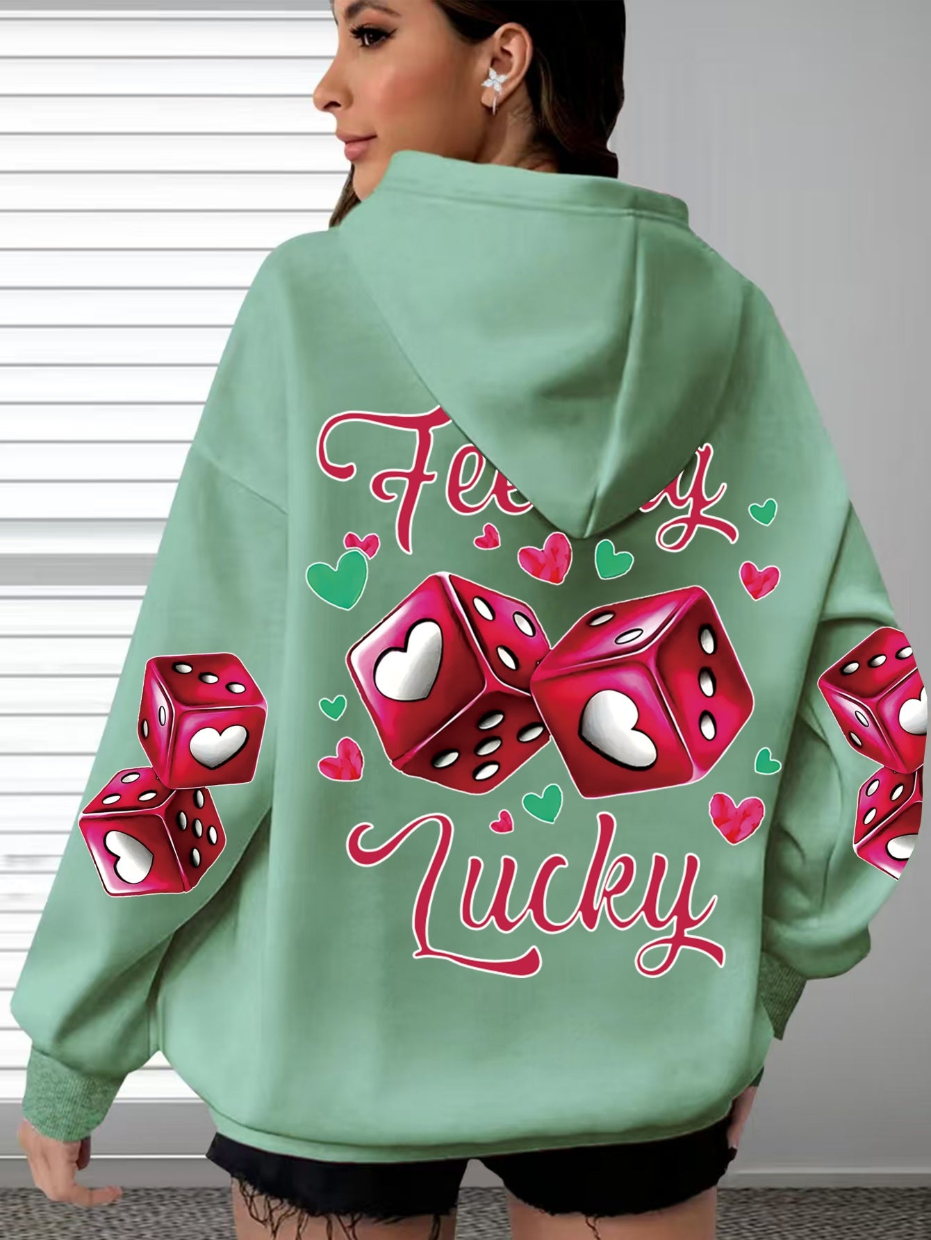 Targeted-Hit Extension] Hoodie with Long Sleeves and Love Letter Print, Casual Plus Size Fashion Hoodie