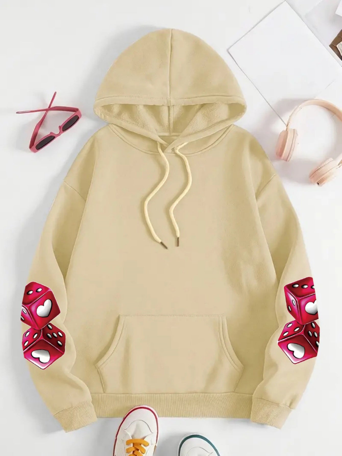 Targeted-Hit Extension] Hoodie with Long Sleeves and Love Letter Print, Casual Plus Size Fashion Hoodie