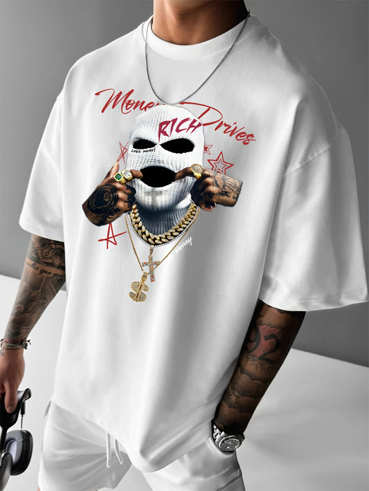 Men's Fashion Y2K Big Head Pattern Print Casual Loose Short Sleeve T-shirt