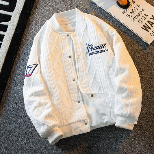 Heavy Retro American Vibe Style Baseball Jacket Men 2023 Winter Trendy Brand Bomber Jacket Winter Wear Jackets  Coats